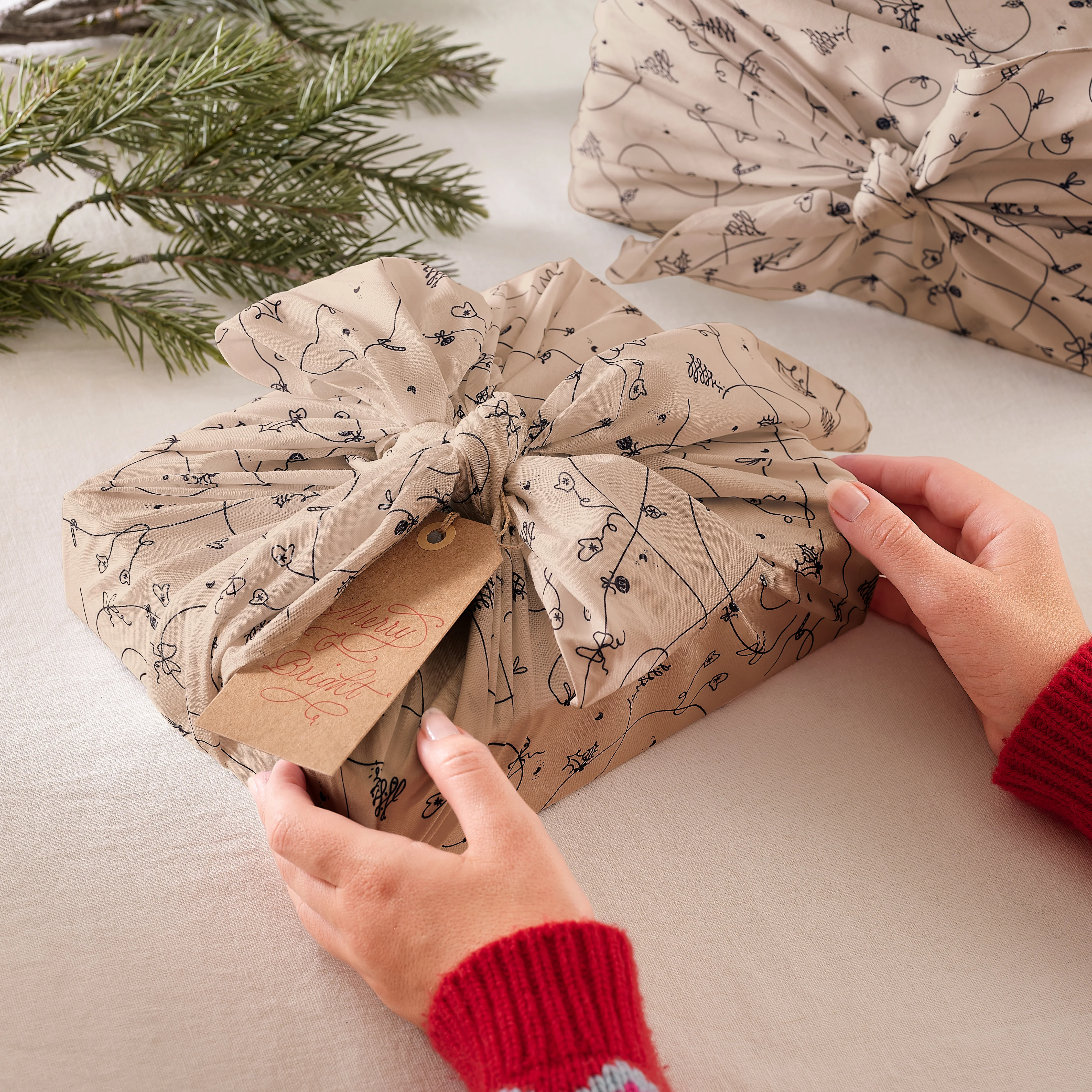Furoshiki-style Festive Fabric Wrap