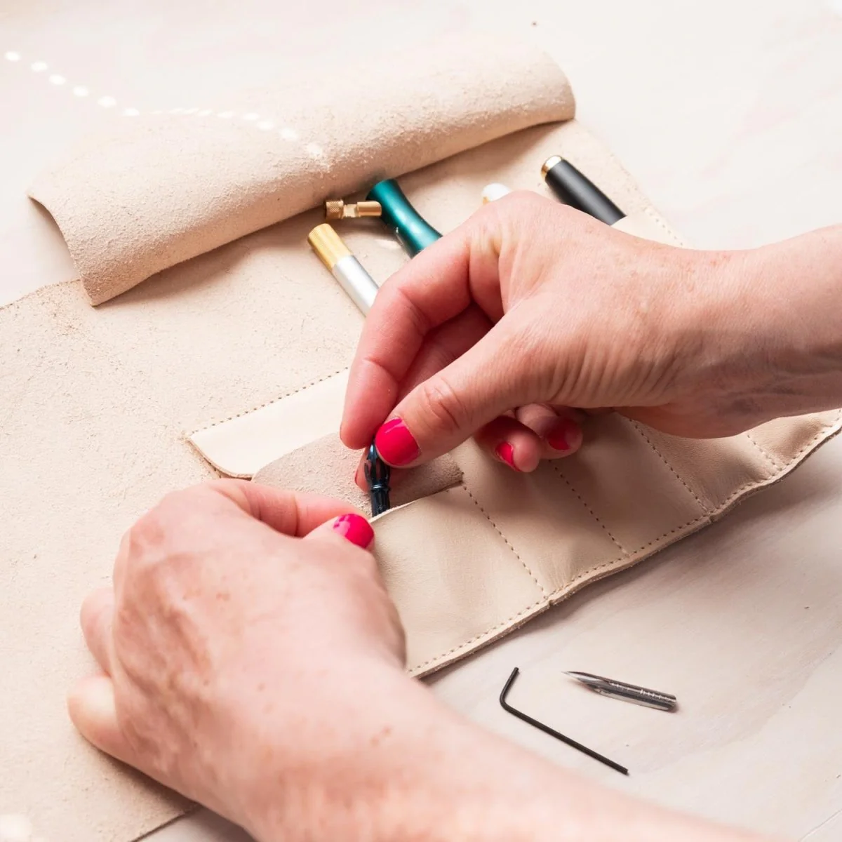 Handmade Leather Pen Roll - Image 11