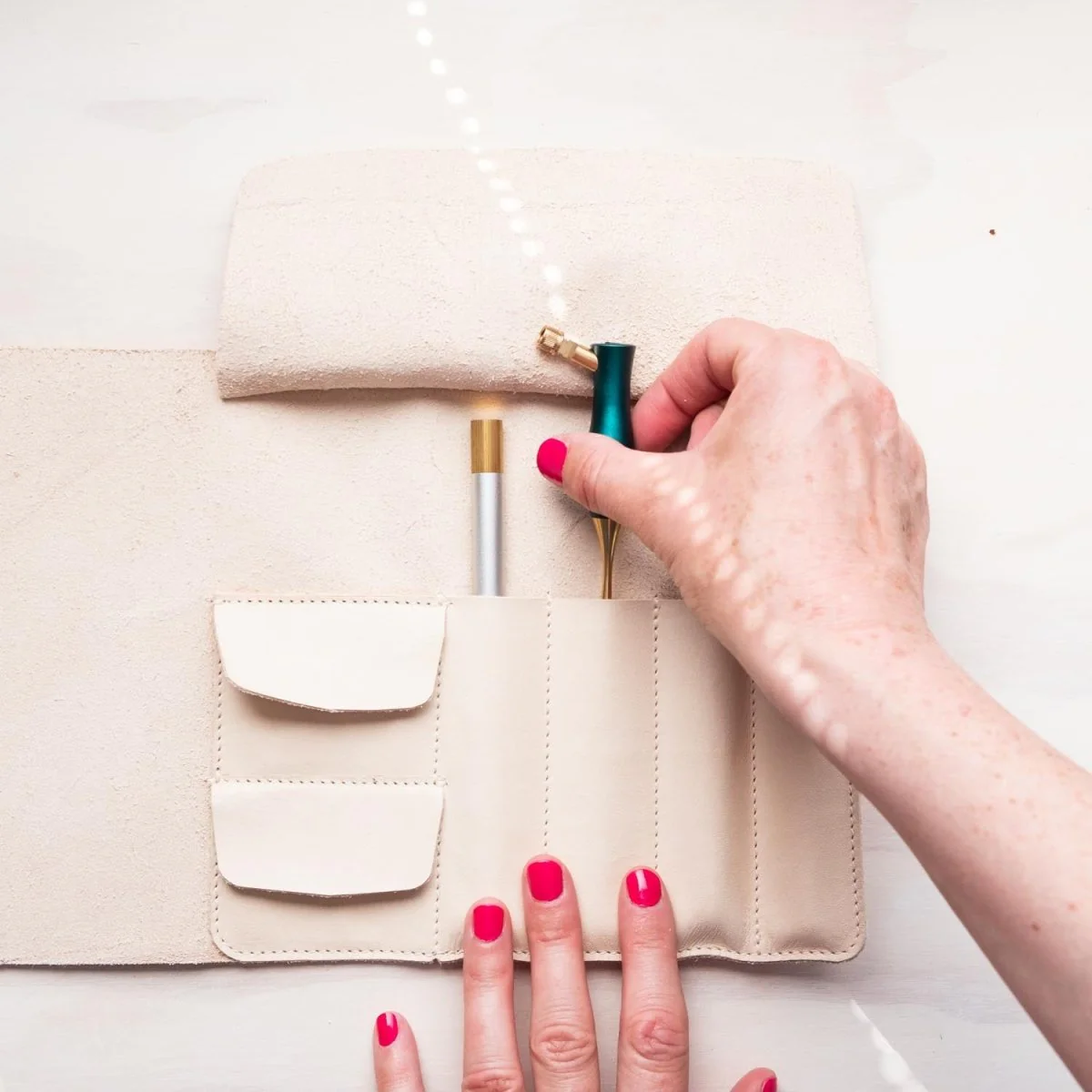 Handmade Leather Pen Roll - Image 5